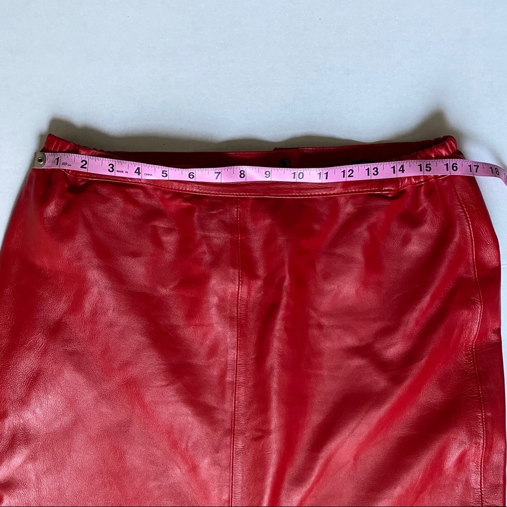 Red Leather Skirt XL - Picture 2 of 5